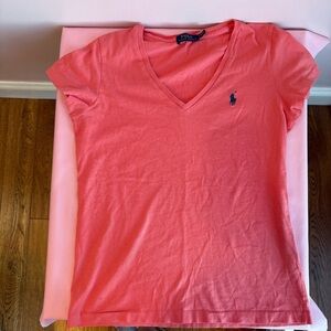 Ralph Lauren Women's Coral V-Neck Tee Size Small